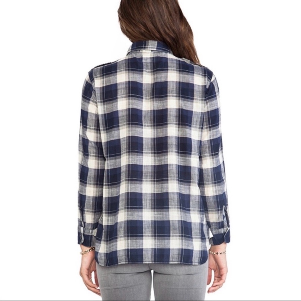 Current Elliott The Perfect Plaid Shirt XS Venice Blue Western Country Festival - Picture 3 of 12